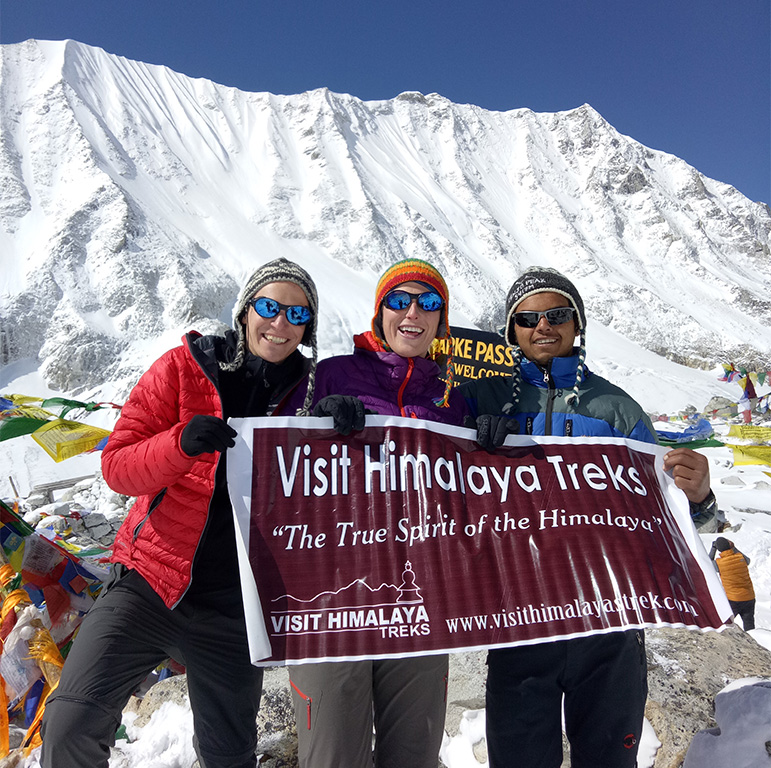 At Top of Larkya Pass en route to Manaslu Circuit Trek